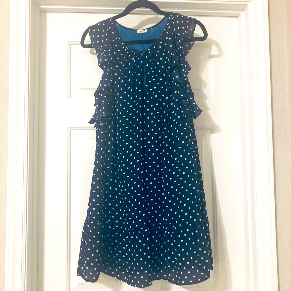 J. Crew Navy Blue Polka Dot Dress